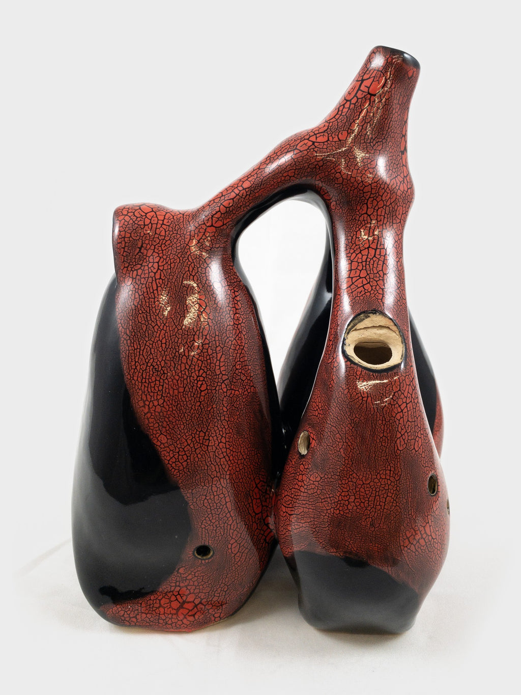 Huaca B3, Fis4, Fis3 - hand-built stoneware, red crackle glaze, Clay Instruments