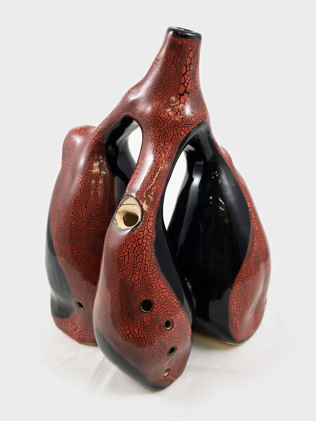 Huaca B3, Fis4, Fis3 - hand-built stoneware, red crackle glaze, Clay Instruments